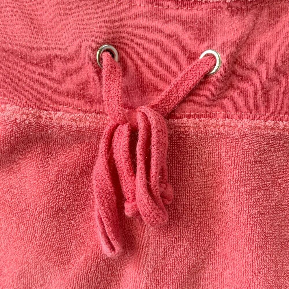 Y2K Terry Cloth Cover Up Dress Coral Pink Snap Slit Side L Indie Resort Outdoor - Picture 3 of 8